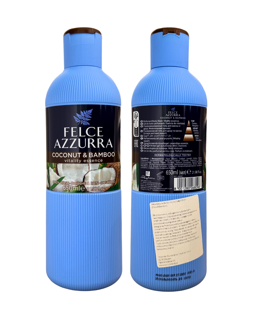 Felce Azzurra Żel Do Mycia Ciała 650ml Coconut & Bamboo (Kokos i Bambus) - obrazek 2